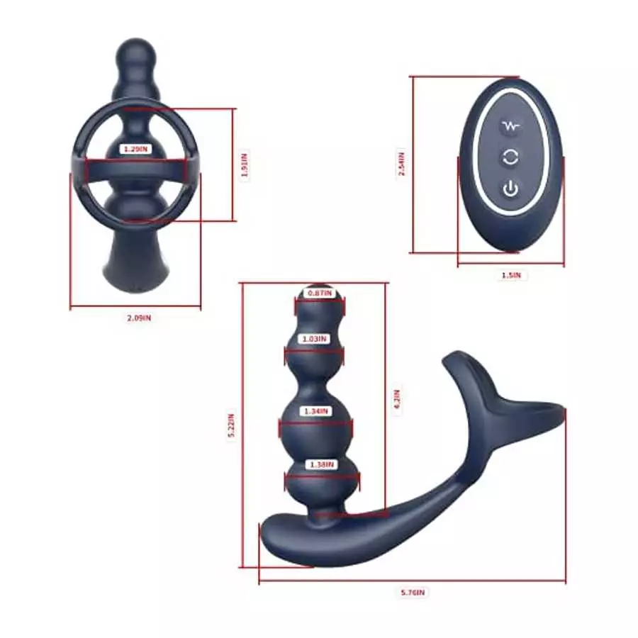 Three 360°Rotating&10 Vibrating Anal Plug,Dual Motor Prostate Massager Anal Vibrator with Soft Cock Ring for Men Women,Wearable 