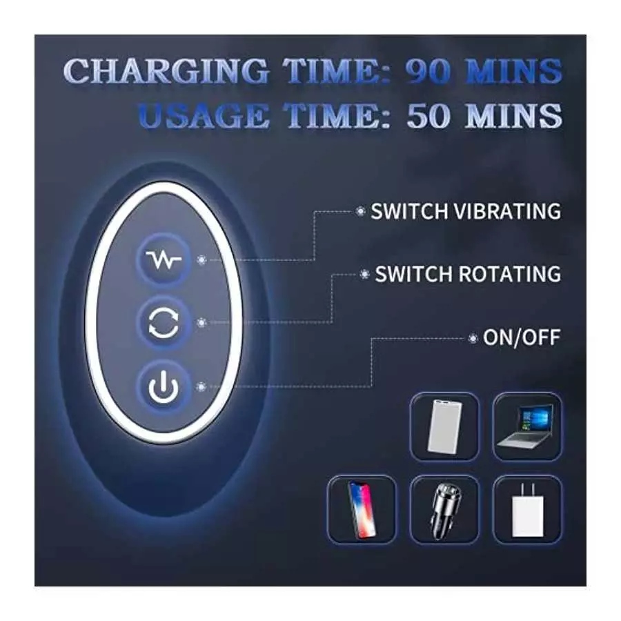 Three 360°Rotating&10 Vibrating Anal Plug,Dual Motor Prostate Massager Anal Vibrator with Soft Cock Ring for Men Women,Wearable 