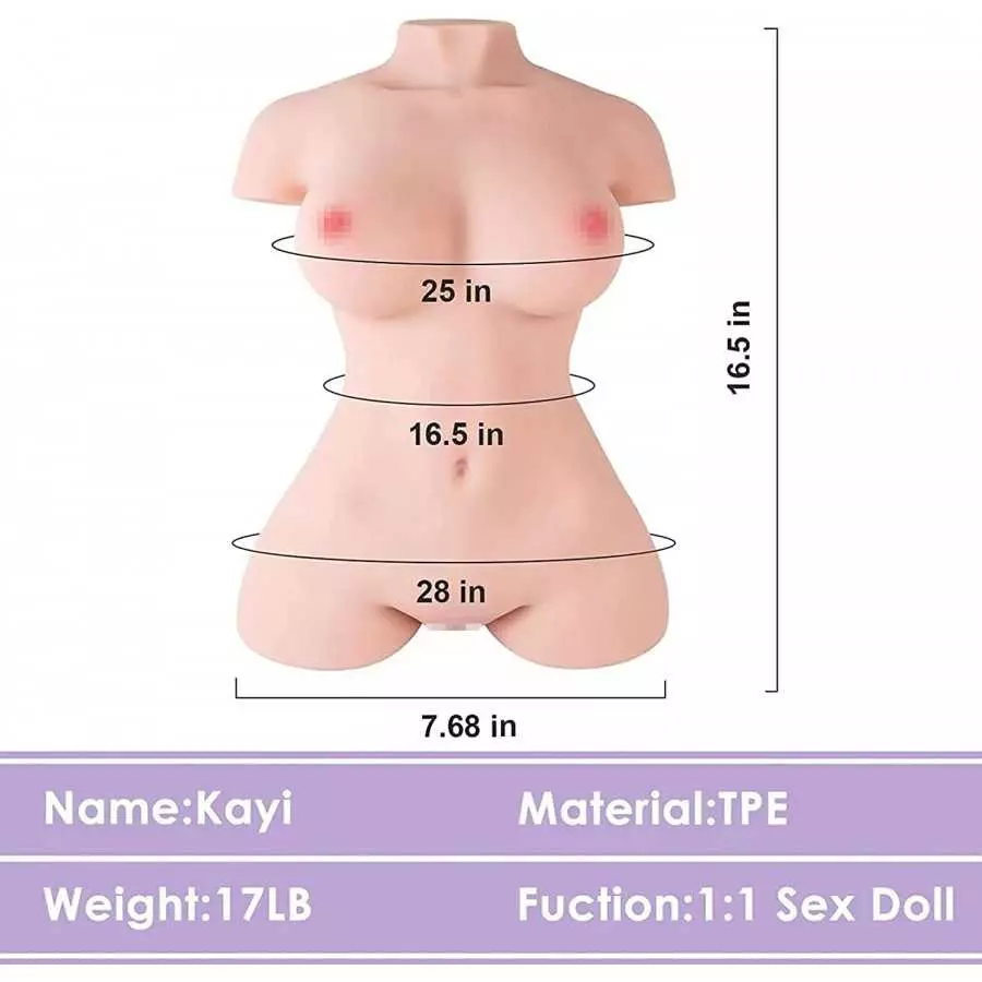 17 LB Pocket Pussy Sex Doll for Men with Absorbent Stick, Lifelike Male Masturbation Toy with Virgin Pussy Ass Butt for Tight Su