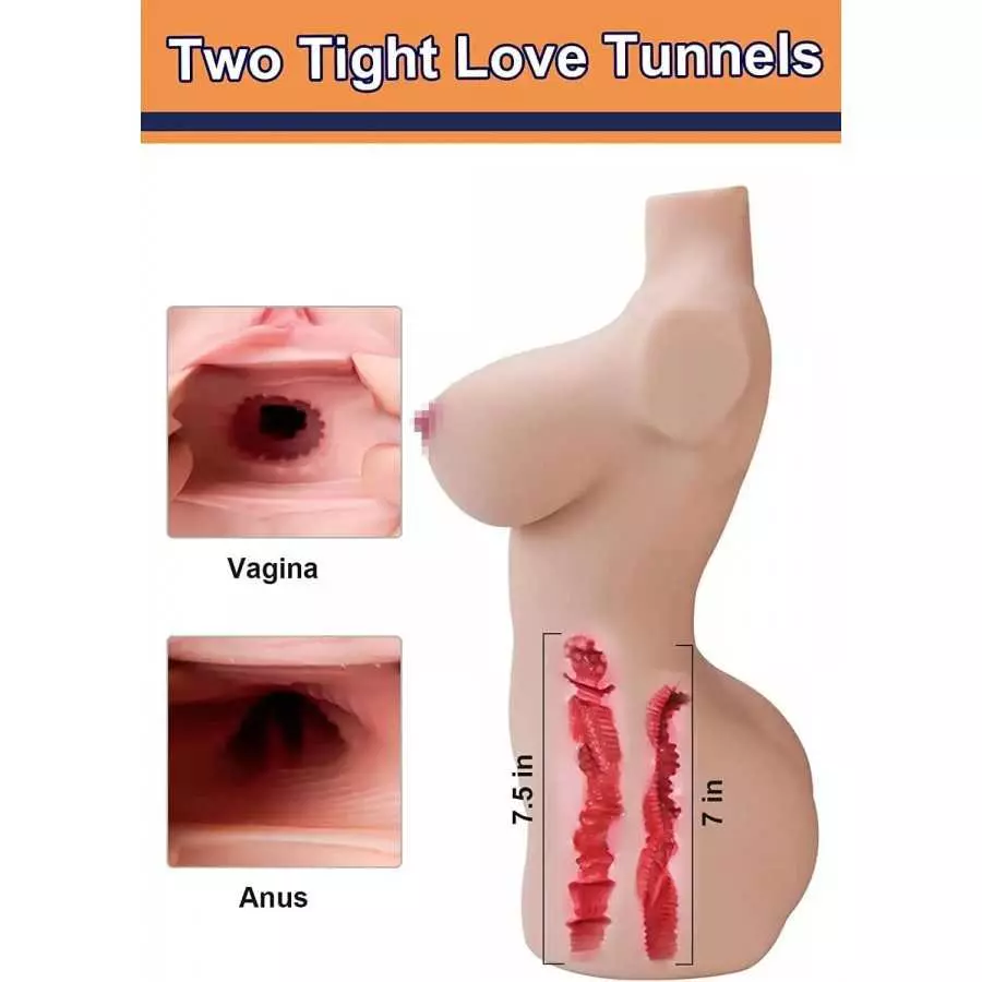 17 LB Pocket Pussy Sex Doll for Men with Absorbent Stick, Lifelike Male Masturbation Toy with Virgin Pussy Ass Butt for Tight Su