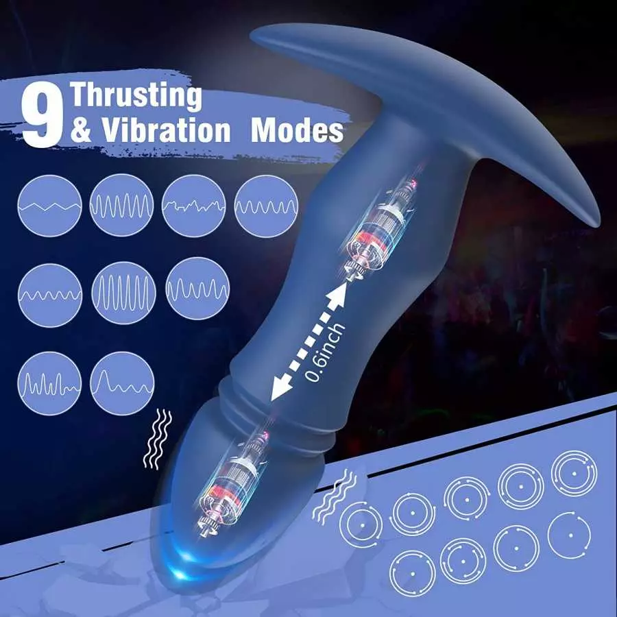 Thrusting & Vibrating Anal Butt Plug Anal Vibrator Prostate Massager Adult Anal Sex Toys for Men Women, Thrusting Anal Dildo P G
