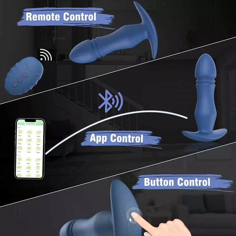 Thrusting & Vibrating Anal Butt Plug Anal Vibrator Prostate Massager Adult Anal Sex Toys for Men Women, Thrusting Anal Dildo P G