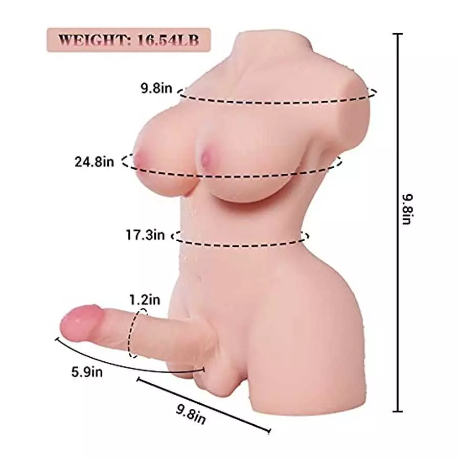 Lifelike Shemale Sex Doll Transsexual Torso Toy with Tight Anus Dildo Love Toys, Adult Love Doll for Men Women Couple Unisex Mas