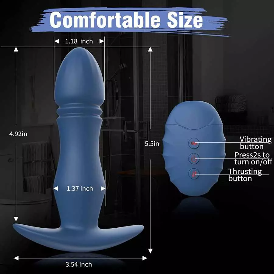 Thrusting & Vibrating Anal Butt Plug Anal Vibrator Prostate Massager Adult Anal Sex Toys for Men Women, Thrusting Anal Dildo P G