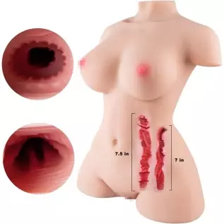 17 LB Sex Doll Torso Male Masturbator, Pocket Pussy Silicone Doll with Realistic Vagina Anal Big Breasts, Lifelike Female Torso 