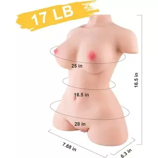 17 LB Sex Doll Torso Male Masturbator, Pocket Pussy Silicone Doll with Realistic Vagina Anal Big Breasts, Lifelike Female Torso 