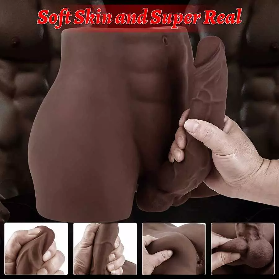 Black Male Sex Doll for Women Men Sex Doll with Flexible Dildo Realistic Sex Huge 8.3in Cock for Female Masturbation, Male Mastu