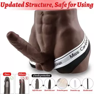 Black Male Sex Doll for Women Men Sex Doll with Flexible Dildo Realistic Sex Huge 8.3in Cock for Female Masturbation, Male Mastu