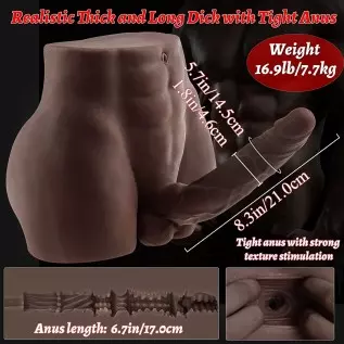 Black Male Sex Doll for Women Men Sex Doll with Flexible Dildo Realistic Sex Huge 8.3in Cock for Female Masturbation, Male Mastu