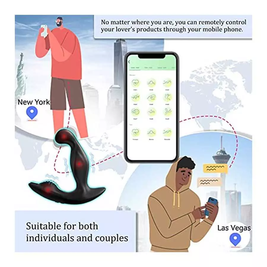 Rotating & Vibrating Anal Vibrator Prostate Massager, App Control Prostate Stimulor Toy with 3 Rotating & 9 Vibrating Butt Plug,