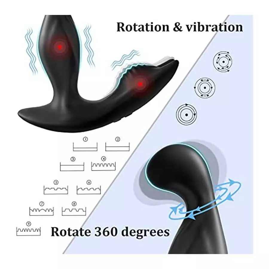 Rotating & Vibrating Anal Vibrator Prostate Massager, App Control Prostate Stimulor Toy with 3 Rotating & 9 Vibrating Butt Plug,