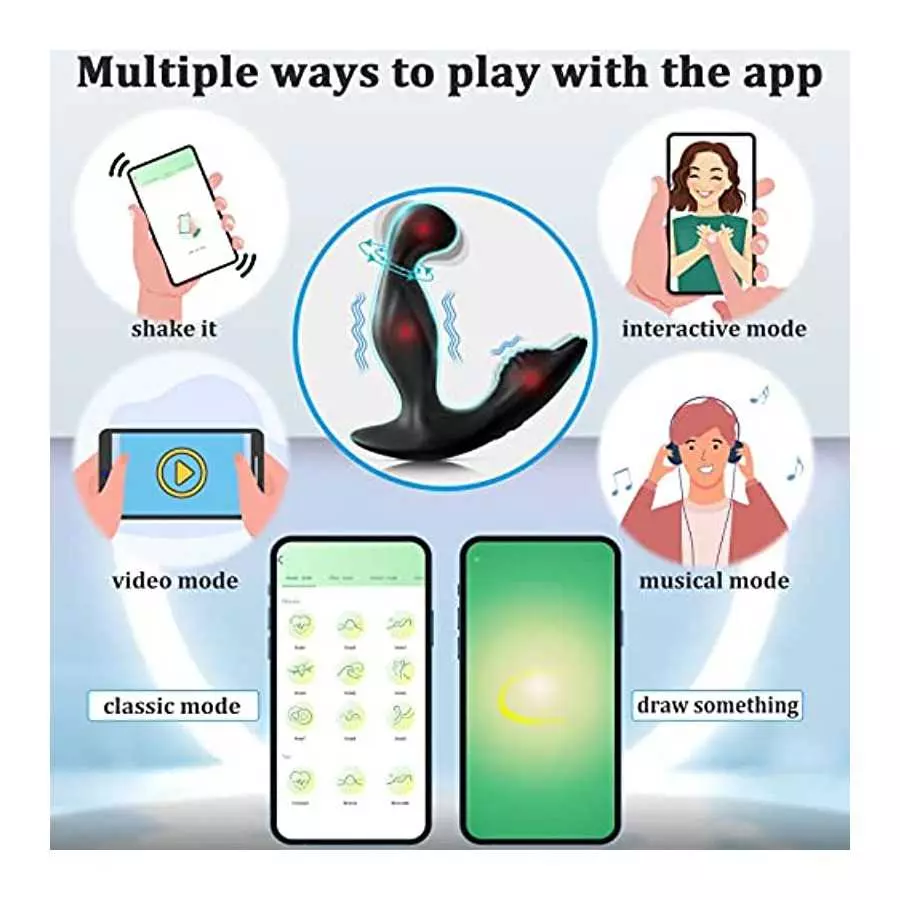 Rotating & Vibrating Anal Vibrator Prostate Massager, App Control Prostate Stimulor Toy with 3 Rotating & 9 Vibrating Butt Plug,