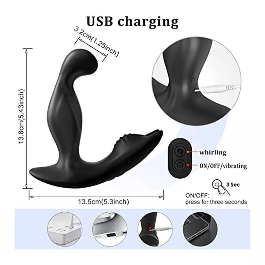 Rotating & Vibrating Anal Vibrator Prostate Massager, App Control Prostate Stimulor Toy with 3 Rotating & 9 Vibrating Butt Plug,