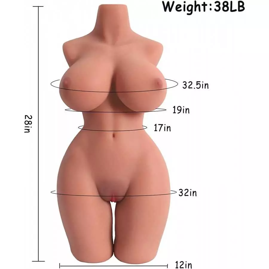 38LB Sex Doll Male Masturbator Sex Toys for Men with Realistic Boobs Vaginal Anal Sex, Female Body Torso Sex Dolls Adult Toys Lo