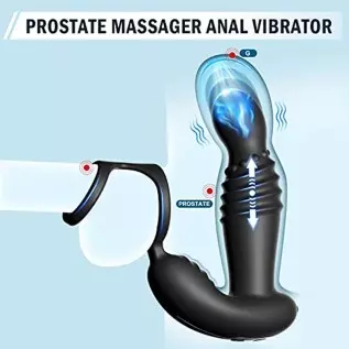 Thrusting Prostate Massager Anal Plug Vibrator Sex Toy with Cock Ring, P Spot Vibrator with 10 Vibrating & 10 Thrusting Modes Ad Thrusting Prostate Massager Anal Plug Vibrator Sex Toy with Cock Ring, P Spot Vibrator with 10 Vibrating & 10 Thrusting Modes Ad