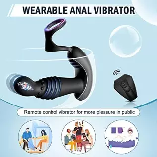 Thrusting Prostate Massager Anal Plug Vibrator Sex Toy with Cock Ring, P Spot Vibrator with 10 Vibrating & 10 Thrusting Modes Ad Thrusting Prostate Massager Anal Plug Vibrator Sex Toy with Cock Ring, P Spot Vibrator with 10 Vibrating & 10 Thrusting Modes Ad