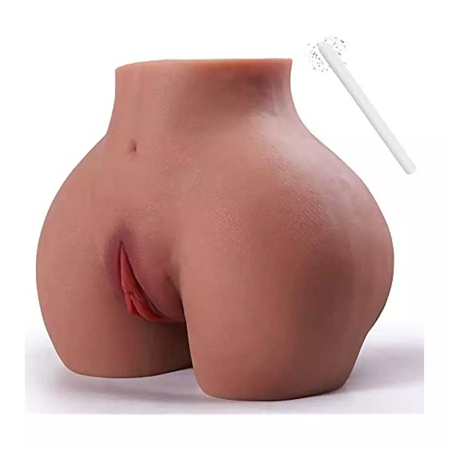 8.8LB Male Masturbator Realistic Pussy Ass, Brown Sex Doll with Vagina Anal Stroker, Lifelike Pocket Pussy Butt Silicone Toy wit