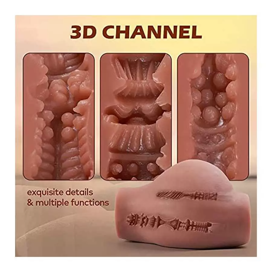 8.8LB Male Masturbator Realistic Pussy Ass, Brown Sex Doll with Vagina Anal Stroker, Lifelike Pocket Pussy Butt Silicone Toy wit