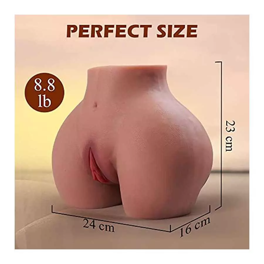 8.8LB Male Masturbator Realistic Pussy Ass, Brown Sex Doll with Vagina Anal Stroker, Lifelike Pocket Pussy Butt Silicone Toy wit