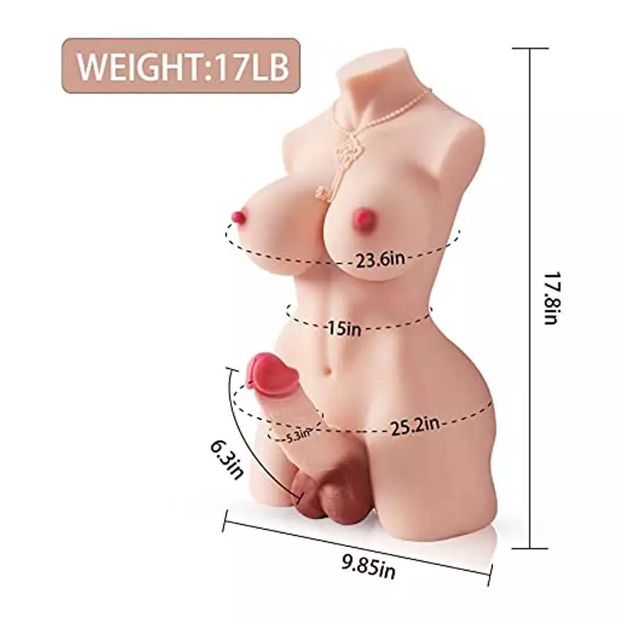 Shemale Sex Doll Torso Sex Toys with Reslistic Dildo Soft Breast Transsexual - Adult Toys Male Masturbators Unisex Anal Sex Stro