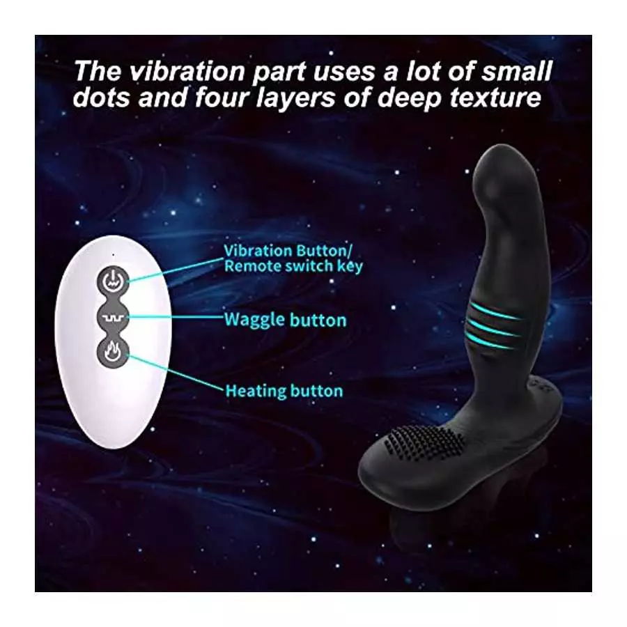 3 in 1 Wiggle Motion Anal Vibrator Prostate Massager with Heating, Acvioo Vibrating Anal Butt Plug Dildo Stimulator with 10 Vibr