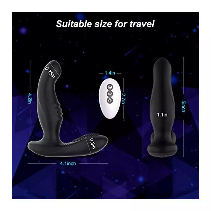 3 in 1 Wiggle Motion Anal Vibrator Prostate Massager with Heating, Acvioo Vibrating Anal Butt Plug Dildo Stimulator with 10 Vibr