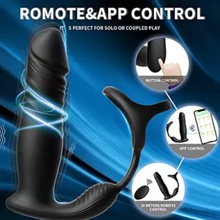 Anal Vibrator Thrusting Dildo 6 Modes Sex Toys Prostate Massager with Cock Ring 6 Vibrating & 6 Thrusting Modes Anal Plug Male S Anal Vibrator Thrusting Dildo 6 Modes Sex Toys Prostate Massager with Cock Ring 6 Vibrating & 6 Thrusting Modes Anal Plug Male S