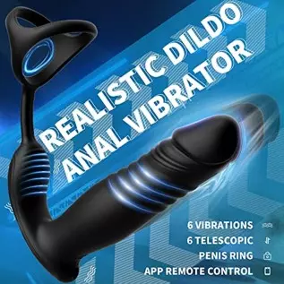 Anal Vibrator Thrusting Dildo 6 Modes Sex Toys Prostate Massager with Cock Ring 6 Vibrating & 6 Thrusting Modes Anal Plug Male S Anal Vibrator Thrusting Dildo 6 Modes Sex Toys Prostate Massager with Cock Ring 6 Vibrating & 6 Thrusting Modes Anal Plug Male S