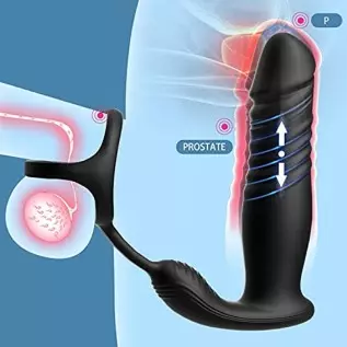 Anal Vibrator Thrusting Dildo 6 Modes Sex Toys Prostate Massager with Cock Ring 6 Vibrating & 6 Thrusting Modes Anal Plug Male S Anal Vibrator Thrusting Dildo 6 Modes Sex Toys Prostate Massager with Cock Ring 6 Vibrating & 6 Thrusting Modes Anal Plug Male S