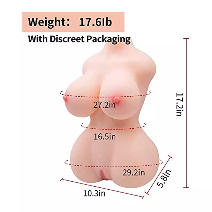17LB Sex Doll Male Masturbator with Torso, 3 in 1 Realistic Big Boobs Tight Vaginal & Anal, 3D Love Doll Pussy Pussy with Built-