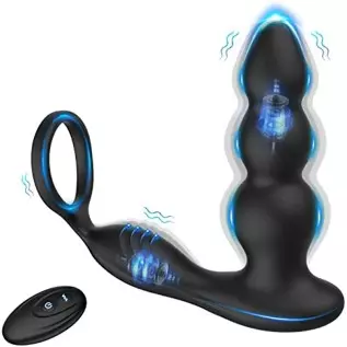 Anal Plug Vibrator Prostate Massager, Vibrating Butt Plug with 10 Vibration, Adult Sex Toys Remote Control Beads G Spot Vibrator