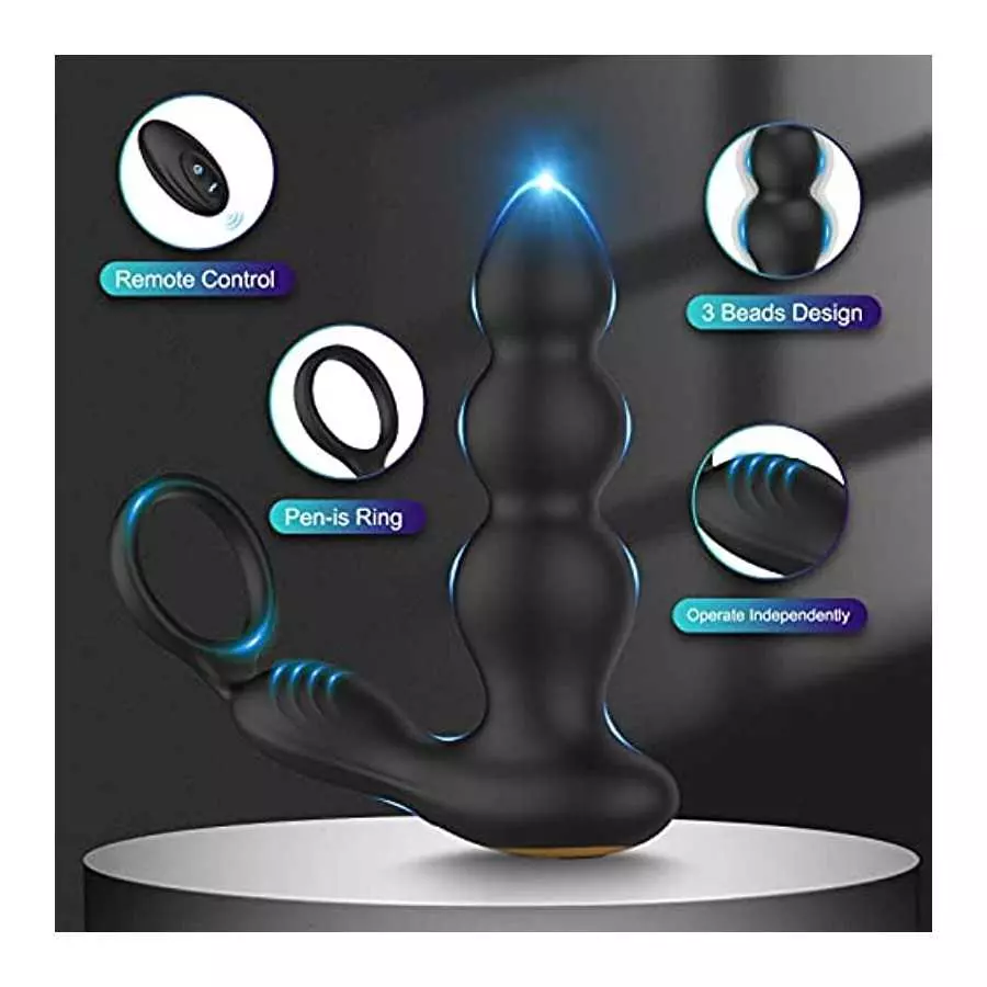 Anal Plug Vibrator Prostate Massager, Vibrating Butt Plug with 10 Vibration, Adult Sex Toys Remote Control Beads G Spot Vibrator