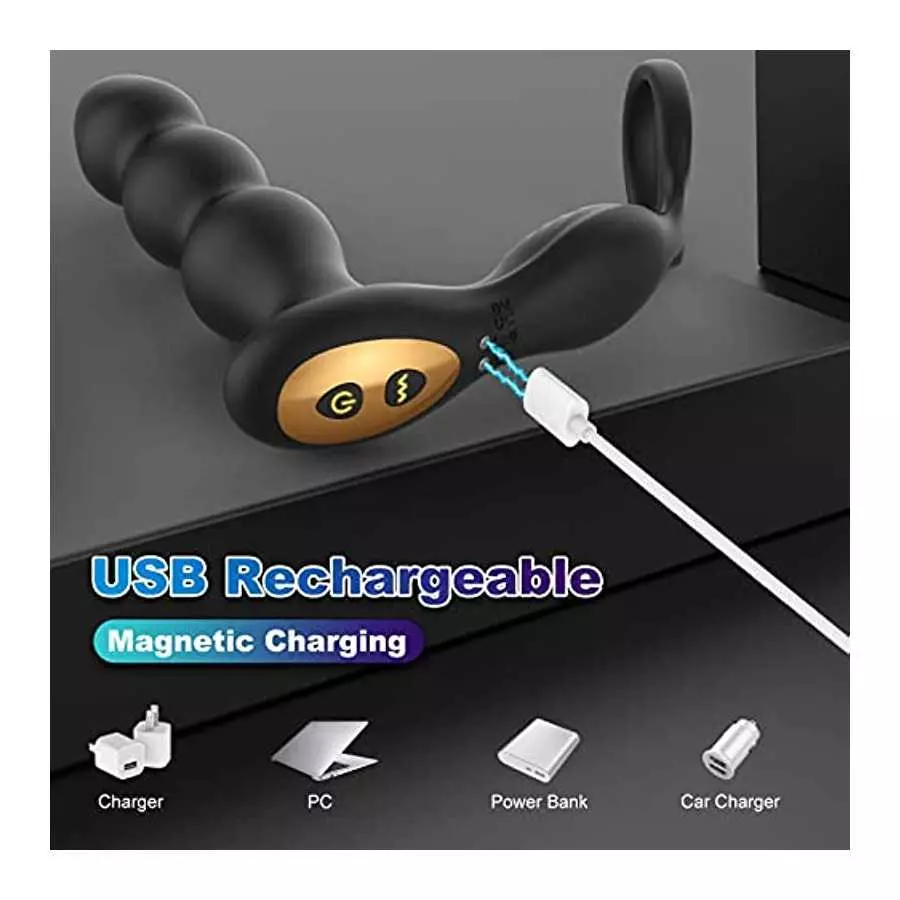 Anal Plug Vibrator Prostate Massager, Vibrating Butt Plug with 10 Vibration, Adult Sex Toys Remote Control Beads G Spot Vibrator