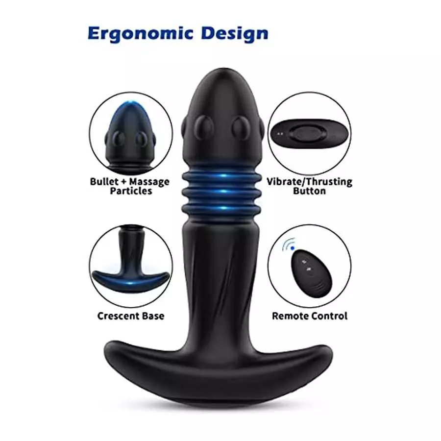 Thrusting Anal Vibrator, RHEXIA Prostate Massagers with 3 Speeds & 10 Vibration, Butt Plug Mens Vibrator with Remote Control, An