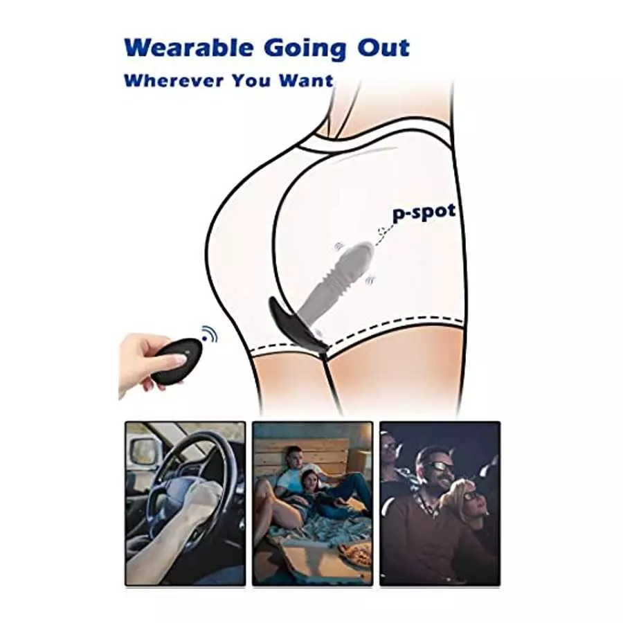 Thrusting Anal Vibrator, RHEXIA Prostate Massagers with 3 Speeds & 10 Vibration, Butt Plug Mens Vibrator with Remote Control, An