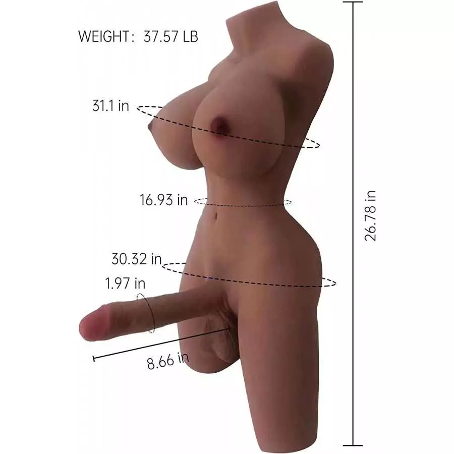 MoiDol 37.57 lb Shemale Sex Doll with Realistic Dildo Gel Breasts and Anal Lifelike Transsexual Love Dolls with Hugh Penis and T