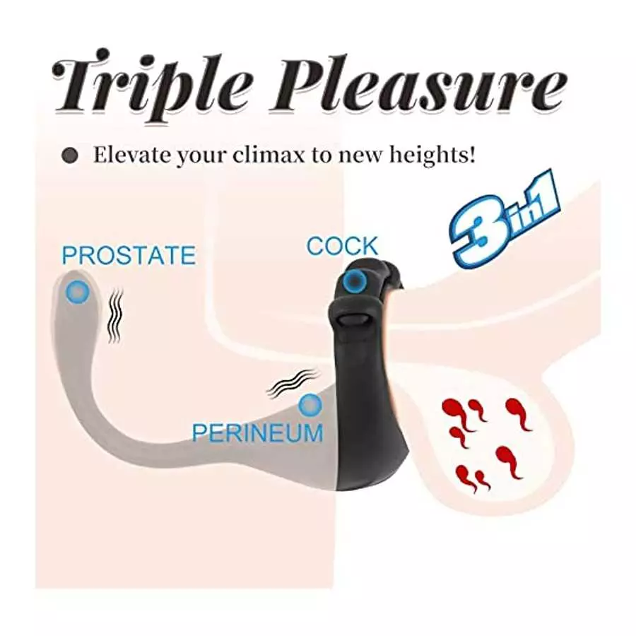 Taint Buzzing Cock Ring with Bullet - SEXY SLAVE Caden, 3 in 1 Vibrating Cock Ring Taint Teaser with Remote, 10 Frequencies, Adj