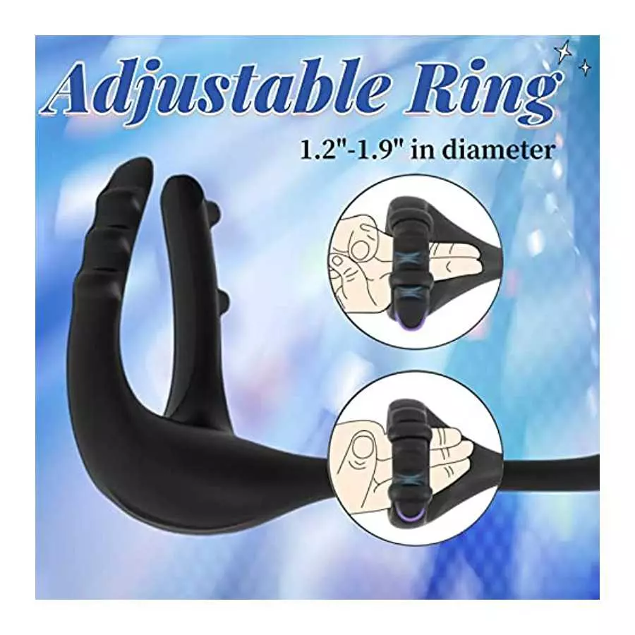 Taint Buzzing Cock Ring with Bullet - SEXY SLAVE Caden, 3 in 1 Vibrating Cock Ring Taint Teaser with Remote, 10 Frequencies, Adj