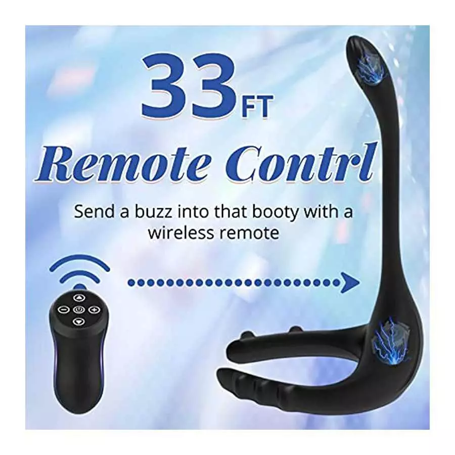 Taint Buzzing Cock Ring with Bullet - SEXY SLAVE Caden, 3 in 1 Vibrating Cock Ring Taint Teaser with Remote, 10 Frequencies, Adj