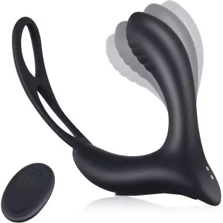 3-in-1 Remote Control Prostate Massager Vibrator with Penis Ring and Ball Loop, 10 Speeds Rechargeable Anal Sex Toy Waterproof G
