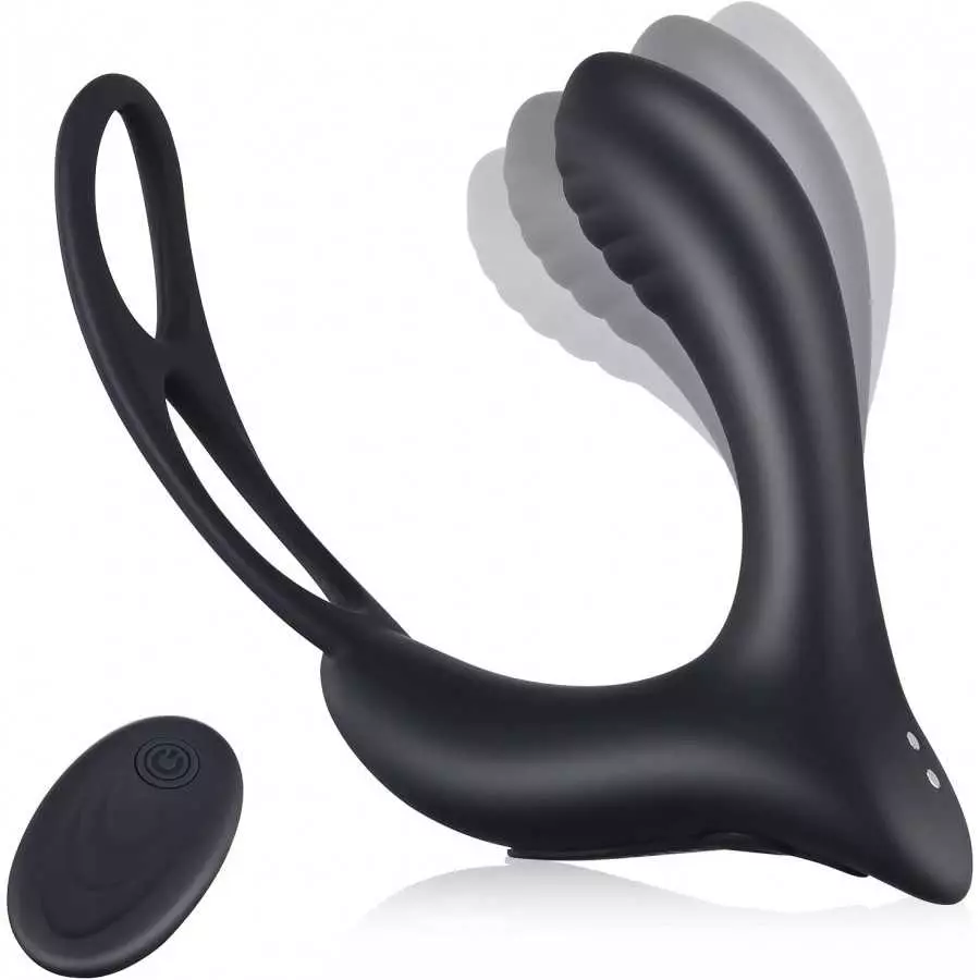 3-in-1 Remote Control Prostate Massager Vibrator with Penis Ring and Ball Loop, 10 Speeds Rechargeable Anal Sex Toy Waterproof G 3-in-1 Remote Control Prostate Massager Vibrator with Penis Ring and Ball Loop, 10 Speeds Rechargeable Anal Sex Toy Waterproof G