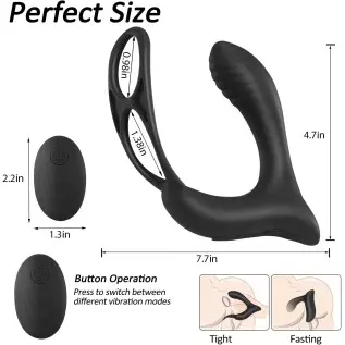 3-in-1 Remote Control Prostate Massager Vibrator with Penis Ring and Ball Loop, 10 Speeds Rechargeable Anal Sex Toy Waterproof G 3-in-1 Remote Control Prostate Massager Vibrator with Penis Ring and Ball Loop, 10 Speeds Rechargeable Anal Sex Toy Waterproof G