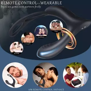 3-in-1 Remote Control Prostate Massager Vibrator with Penis Ring and Ball Loop, 10 Speeds Rechargeable Anal Sex Toy Waterproof G 3-in-1 Remote Control Prostate Massager Vibrator with Penis Ring and Ball Loop, 10 Speeds Rechargeable Anal Sex Toy Waterproof G