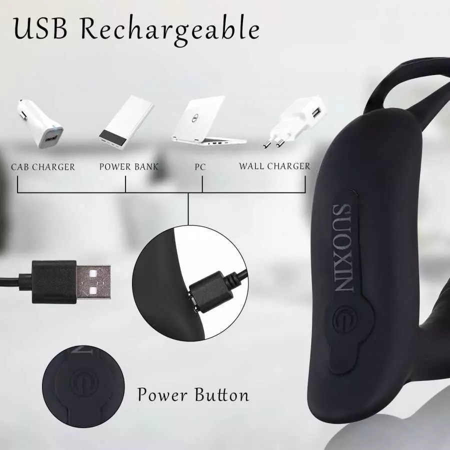 3-in-1 Remote Control Prostate Massager Vibrator with Penis Ring and Ball Loop, 10 Speeds Rechargeable Anal Sex Toy Waterproof G