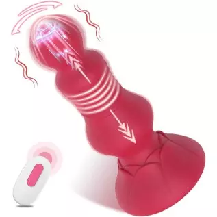 Thrusting Anal Vibrator, LUFUNY Prostate Massager Anal Toy with 10 Vibrating & Thrusting Modes, Button & Remote Control Anal But