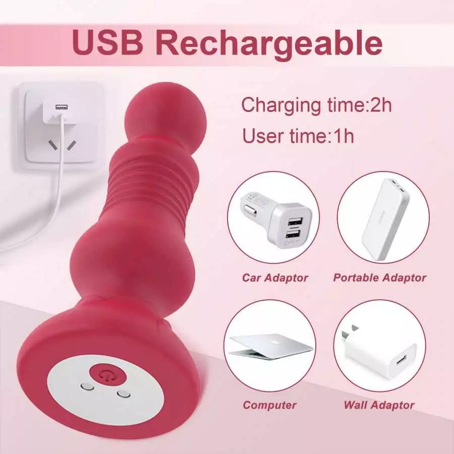 Thrusting Anal Vibrator, LUFUNY Prostate Massager Anal Toy with 10 Vibrating & Thrusting Modes, Button & Remote Control Anal But