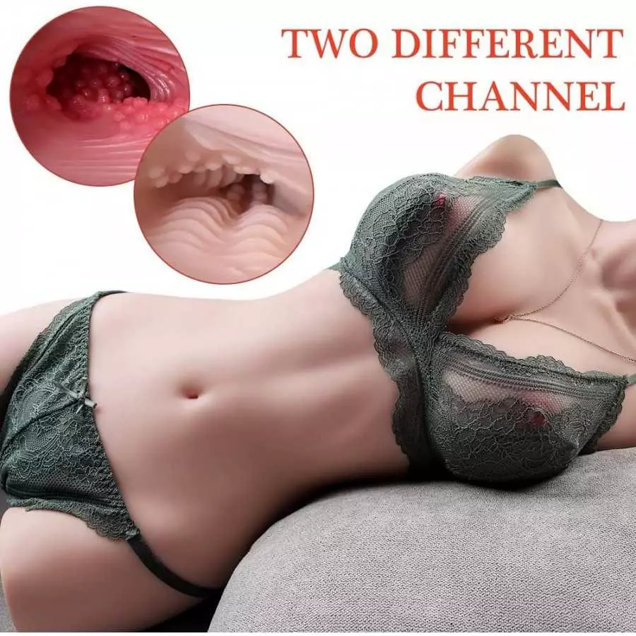 19.16LB Male Masturbator Sex Doll for Men, 3 in 1 Lifelike Torso Masturbator Love Doll with Big Boobs Tight Vagina & Anal, 3D Li