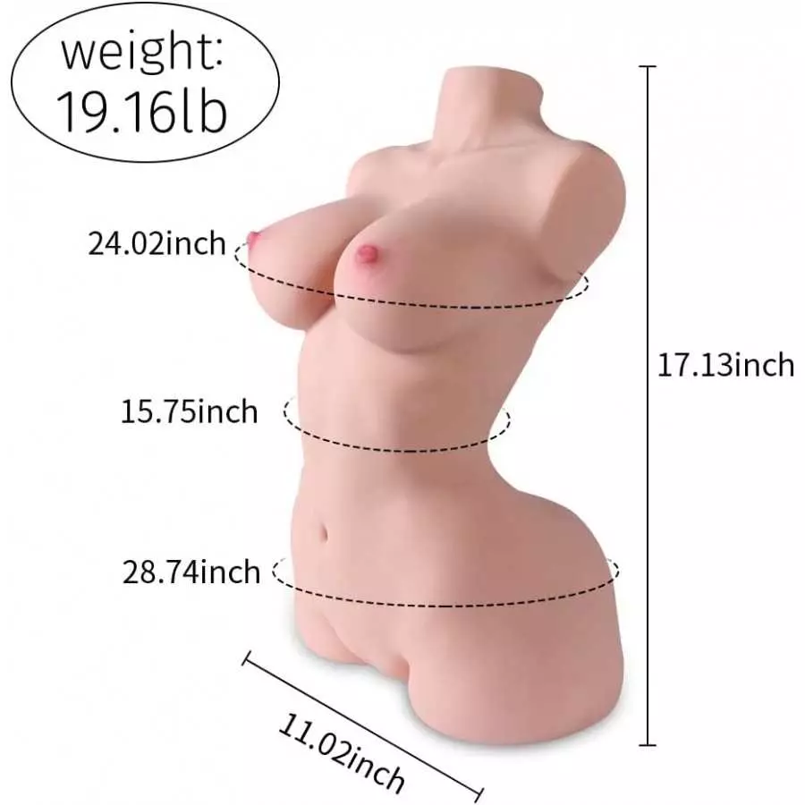 19.16LB Male Masturbator Sex Doll for Men, 3 in 1 Lifelike Torso Masturbator Love Doll with Big Boobs Tight Vagina & Anal, 3D Li