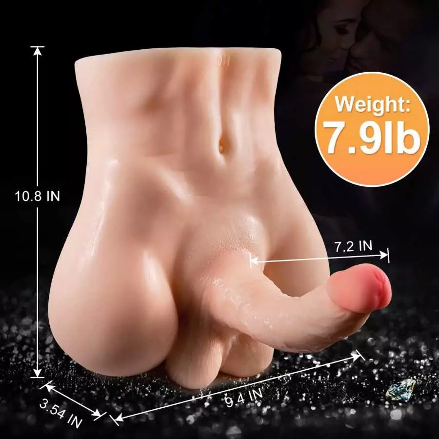 7.9LB Sex Doll with Realistic Dildo for Women, KUUVAL G-Spot Male Torso Love Doll Female Toy for Pleasure,Couple Unisex Masturba