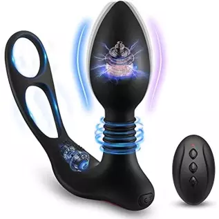 Diweit Prostate Massager Anal Vibrator with 3 in 1 Dual Motor Control 10 Vibration Modes Dual Penis Ring G-spot Vibrator with Re